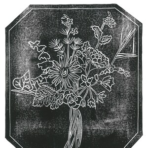 Flower Bunch Hand Pressed Linoleum Print