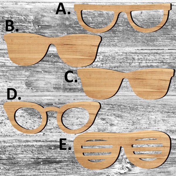 Unfinished Sunglasses or Painted Wood Cutouts Set, Wooden sunglasses, Sunglasses Ornament, Sunglasses Shape Sign Cutout Decor Solid Wood