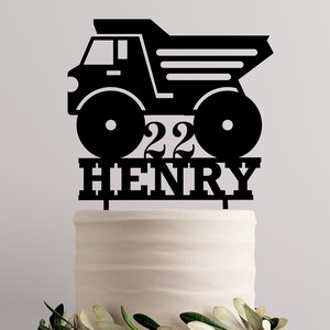 Construction Cake Topper, Dump Truck Topper, Custom Topper, Personalized Cake Topper, First Birthday Topper, Wooden Topper, Acrylic