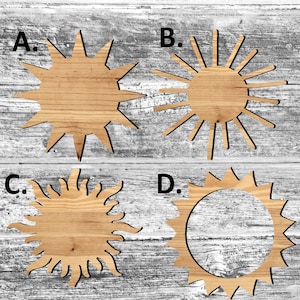 Unfinished Sun or Painted Wood Cutouts Set, Wooden suns, Sun Ornament, Sun Shape Sign Cutout Decor Solid Wood Ocean Beach