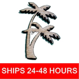 Unfinished Double Palm Tree or Painted Wood Cutouts, Wooden palm trees, palm Ornament, palm tree Shape Sign, Solid Beach Ocean Summer V6