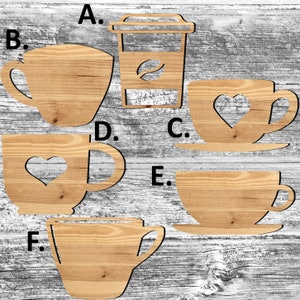 Unfinished Coffee Cup or Painted Wood Cutouts Set Wooden Coffee Coffee Cup Ornament Espressor Shape Sign Decor Solid Wood Fall Time Autumn
