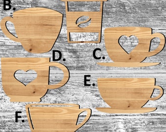 Unfinished Coffee Cup or Painted Wood Cutouts Set Wooden Coffee Coffee Cup Ornament Espressor Shape Sign Decor Solid Wood Fall Time Autumn