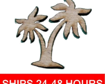 Unfinished Double Palm Tree or Painted Wood Cutouts, Wooden palm trees, palm Ornament, palm tree Shape Sign, Solid Beach Ocean Summer