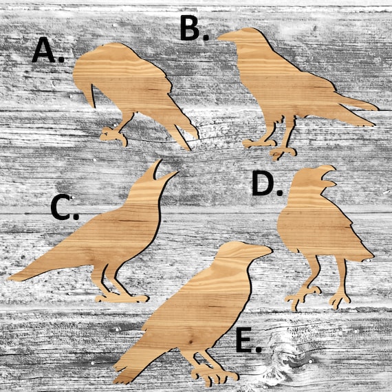Unfinished Crow or Painted Wood Cutouts Set Wooden Raven Crow Ornament Crow Shape Sign Decor Solid Wood Fall Time Autumn