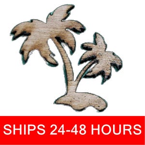 Unfinished Double Palm Tree or Painted Wood Cutouts, Wooden palm trees, palm Ornament, palm tree Shape Sign, Solid Beach Ocean Summer V4