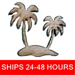 Unfinished Double Palm Tree or Painted Wood Cutouts, Wooden palm trees, palm Ornament, palm tree Shape Sign, Solid Beach Ocean Summer V5