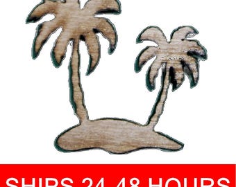 Unfinished Double Palm Tree or Painted Wood Cutouts, Wooden palm trees, palm Ornament, palm tree Shape Sign, Solid Beach Ocean Summer V5