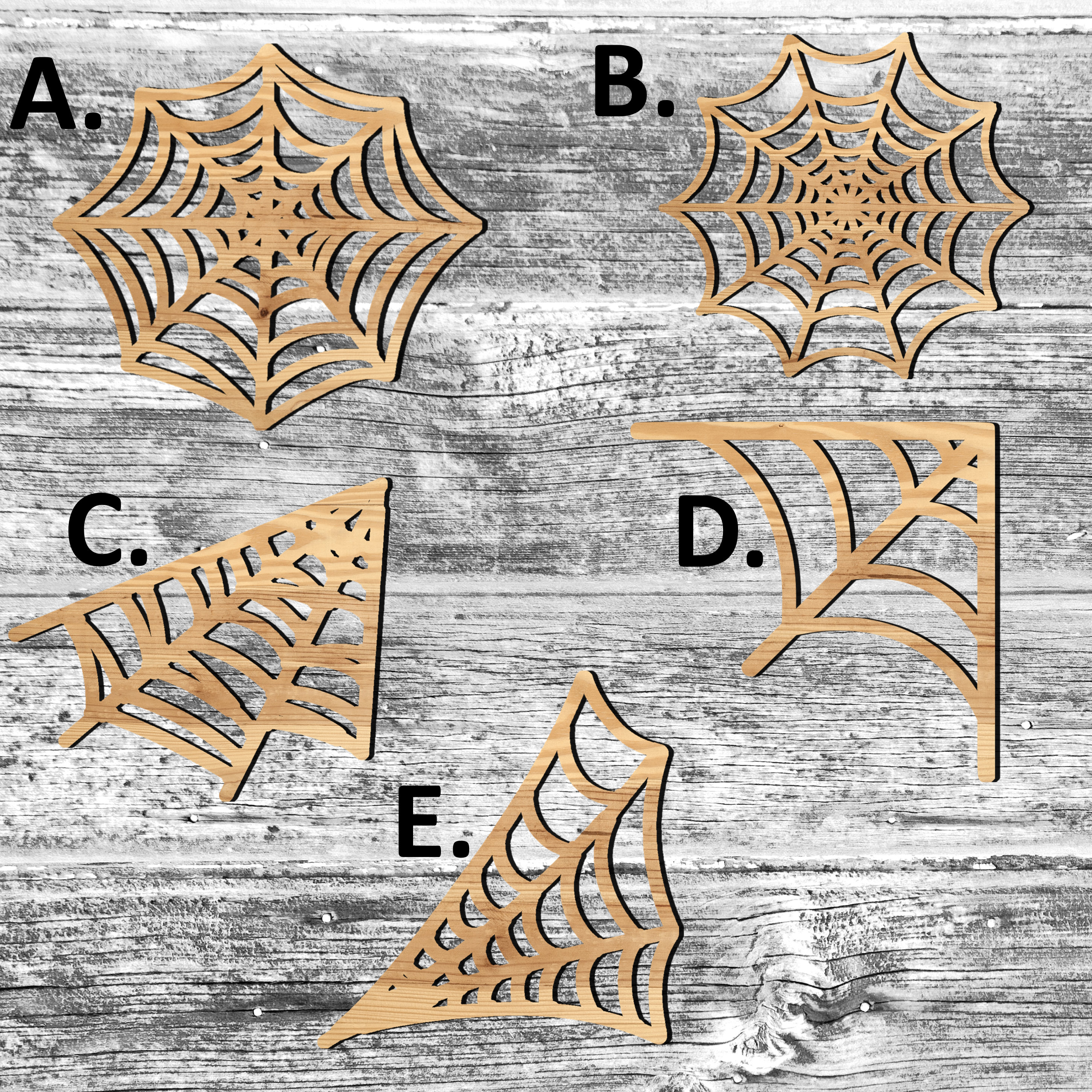 Web Shape Unfinished Spider's Cob Web or Painted Wood Cutouts Set Wooden Cobwebs ...