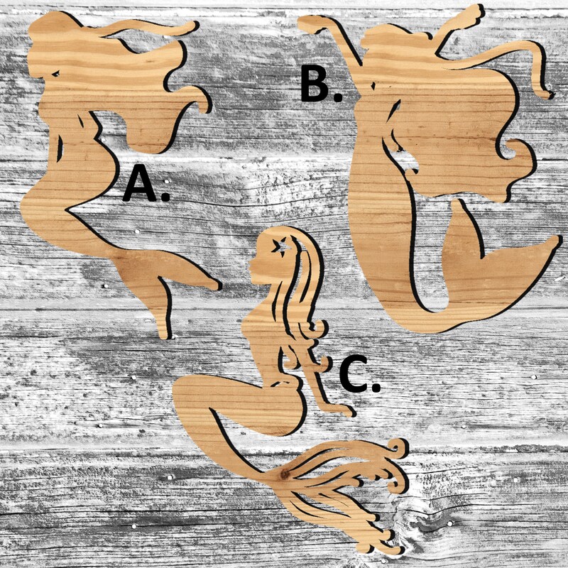 Holz Mermaid Meerjungfrau V1-3-50cm Höhe