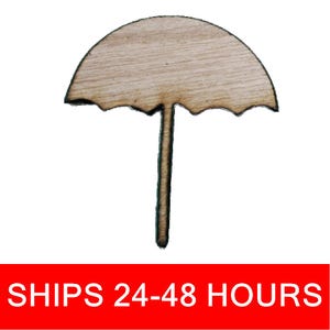 Unfinished Umbrella or Painted Wood Cutouts, Wooden umbrellas, umbrella Ornament, umbrella Shape Sign, Solid Wood, Beach Ocean Summer