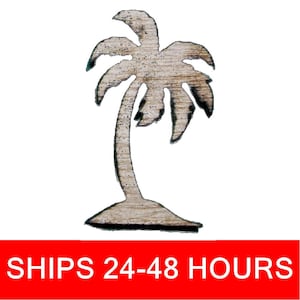 Unfinished Palm Tree or Painted Wood Cutouts, Wooden palm trees, palm tree Ornament, palm tree Shape Sign, Solid Wood, Beach Ocean Summer V6