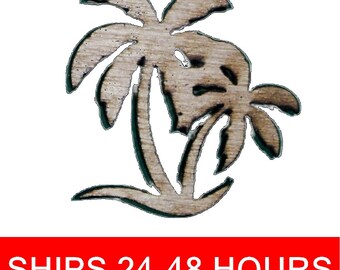Unfinished Double Palm Tree or Painted Wood Cutouts, Wooden palm trees, palm Ornament, palm tree Shape Sign, Solid Beach Ocean Summer V8