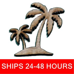 Unfinished Double Palm Tree or Painted Wood Cutouts, Wooden palm trees, palm Ornament, palm tree Shape Sign, Solid Beach Ocean Summer V3