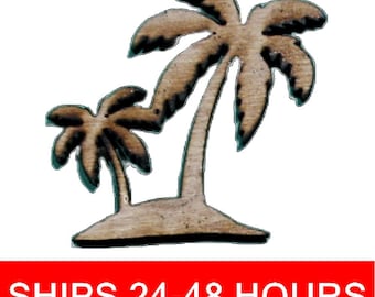 Unfinished Double Palm Tree or Painted Wood Cutouts, Wooden palm trees, palm Ornament, palm tree Shape Sign, Solid Beach Ocean Summer V3