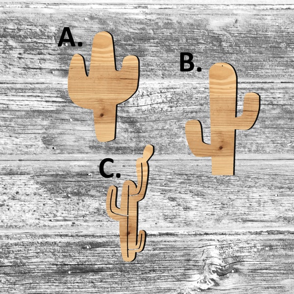 Unfinished Cactus with prickly pear or Painted Wood Cutouts Set Wooden Cactuses Ornament Cactus Shape Sign Decor Howdy Cowboy Ranch Cowgirl
