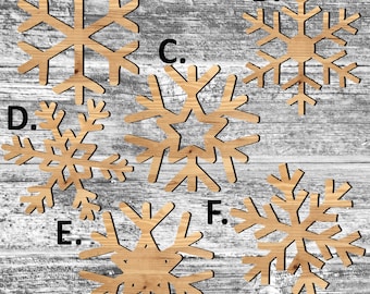 Unfinished Snowflake or Painted Wood Cutouts Set Wooden Snowflakes Snow Flake Ornament Snowflake Shape Sign Decor Merry Christmas G3