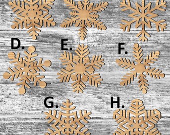 Unfinished Snowflake or Painted Wood Cutouts Set Wooden Snowflakes Snow Flake Ornament Snowflake Shape Sign Decor Merry Christmas G2