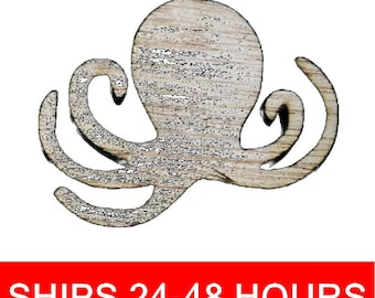Unfinished Octopus or Painted Wood Cutouts, Wooden octopuses, octopi Ornament, tentacle Shape Sign, Solid Wood, Beach Ocean Summer V2