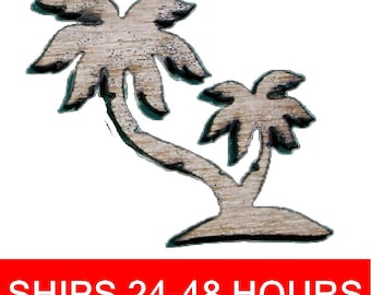 Unfinished Double Palm Tree or Painted Wood Cutouts, Wooden palm trees, palm Ornament, palm tree Shape Sign, Solid Beach Ocean Summer V7