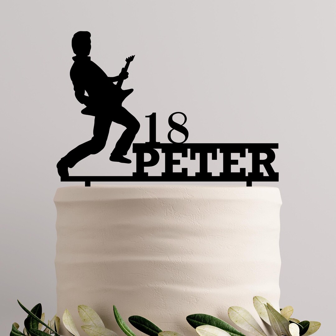 Rock Guitar Cake Topper, Player Topper, Custom Topper, Personalized ...