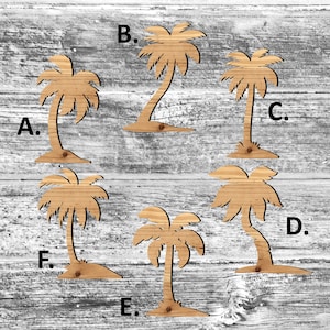 Unfinished Palm Trees or Painted Wood Cutouts Set, Wooden Coconut Trees, Palm Tree Ornament, Palm Tree Shape Sign Cutout Decor Solid Wood