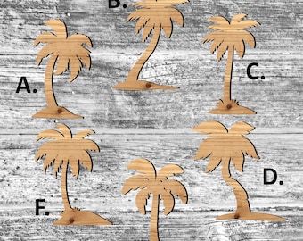 Unfinished Palm Trees or Painted Wood Cutouts Set, Wooden Coconut Trees, Palm Tree Ornament, Palm Tree Shape Sign Cutout Decor Solid Wood