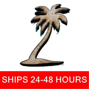 Unfinished Palm Tree or Painted Wood Cutouts, Wooden palm trees, palm tree Ornament, palm tree Shape Sign, Solid Wood, Beach Ocean Summer V3