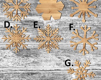 Unfinished Snowflake or Painted Wood Cutouts Set Wooden Snowflakes Snow Flake Ornament Snowflake Shape Sign Decor Merry Christmas