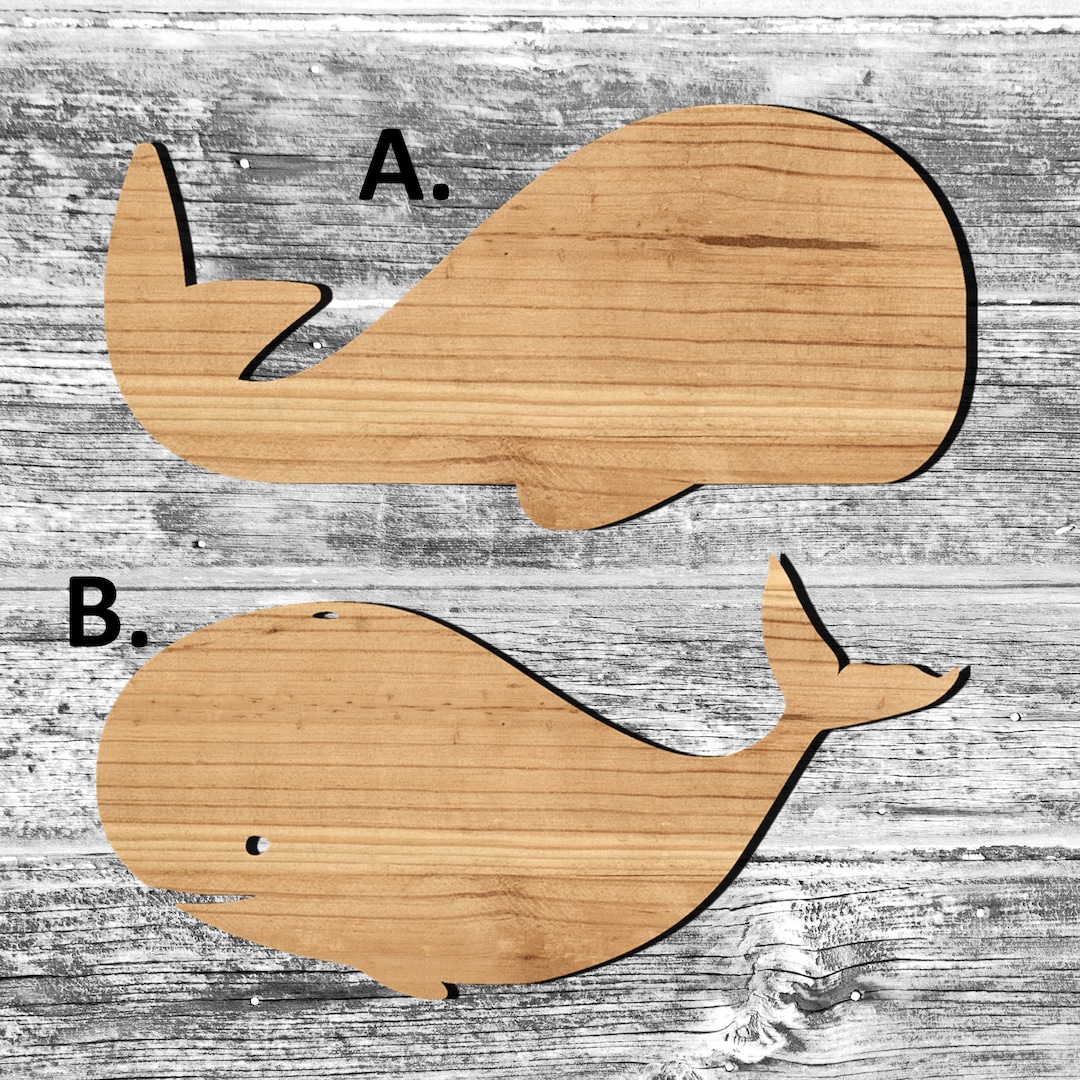 Unfinished Whale or Painted Wood Cutouts Set, Wooden Whales, Whale
