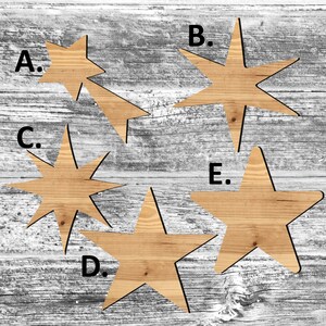 Unfinished Star or Painted Wood Cutouts Set Wooden Star Shooting star Ornament Star Shape Sign Decor Happy Holidays Merry Christmas G2