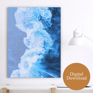 SURF 5 Impresión de surf, Impresión oceánica, Arte de pared oceánica, Arte de pared imprimible de surf, Azul, Impresión de olas, Arte de pared descargable, Olas.