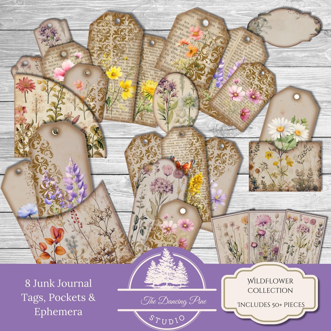 Printable Ephemera | Junk Journal Kit | Scrapbook| Journal Tags and ...