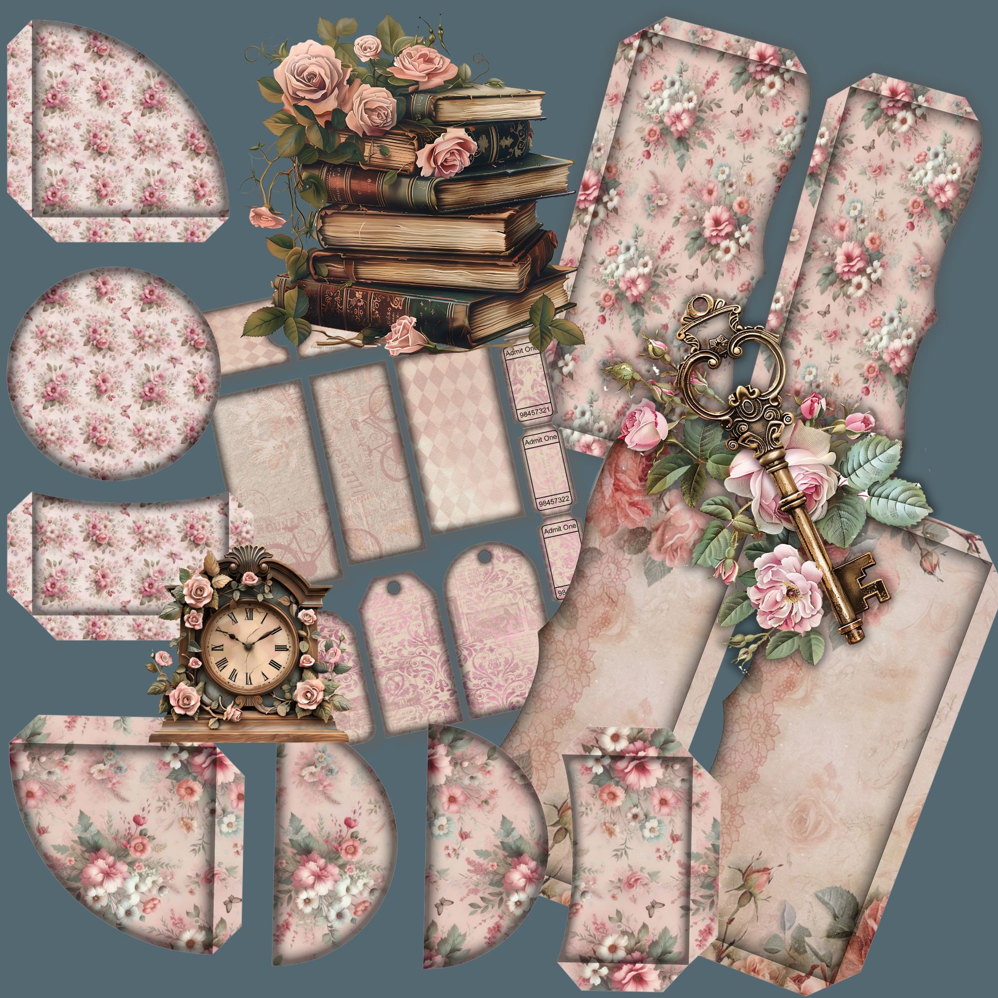 Victorian Pink Junk Journal Kit Printable Digital Art Instant Download ...