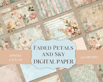 Digital Scrapbook Paper:  Vintage Floral - Printable Shabby Chic Pack FS001