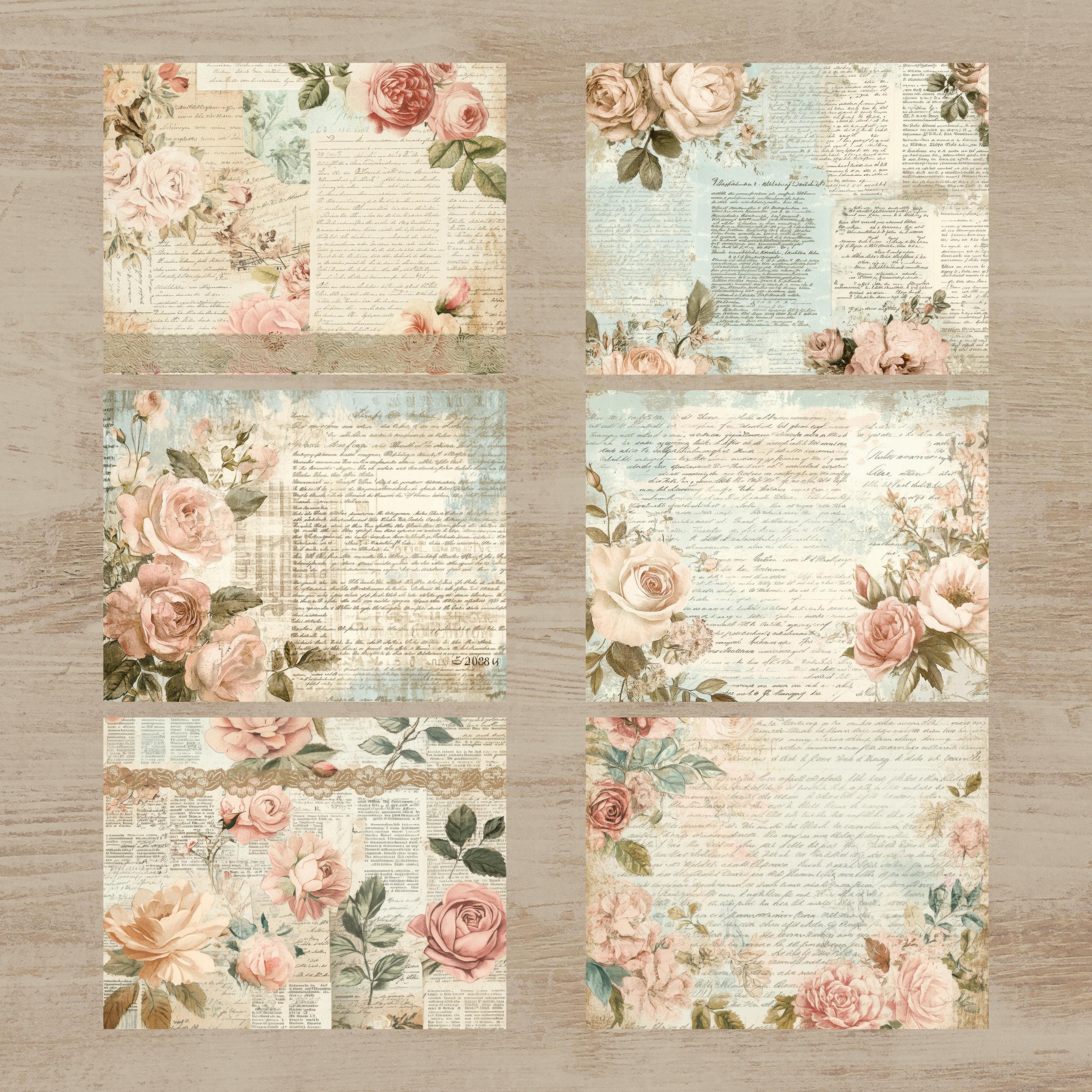 Digital Scrapbook Paper: Vintage Floral - Printable Shabby Chic Pack ...