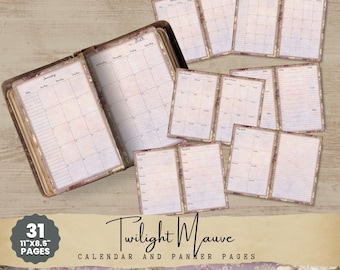 Planner Inserts: Printable Twilight Mauve Floral Design (Monthly, Weekly, Daily) TM001