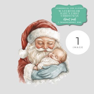 Cute Santa Holding Baby Clipart - Christmas Digital Download - Perfect for Holiday Crafts, Christmas Cards and Ornaments, Instant Download