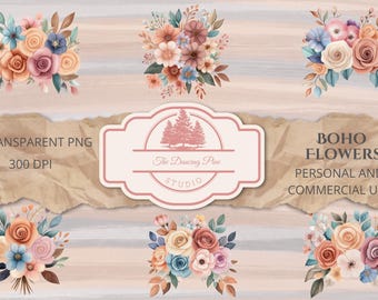 Imágenes prediseñadas florales de otoño / PNG de otoño / Flores bohemias en acuarela / Otoño bohemio / Imágenes prediseñadas de otoño / Ramo de Acción de Gracias / Otoño bohemio / Descarga digital