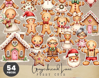 Christmas Gingerbread Fussy Cut Set, Santa and Holiday Characters (Assorted Designs)