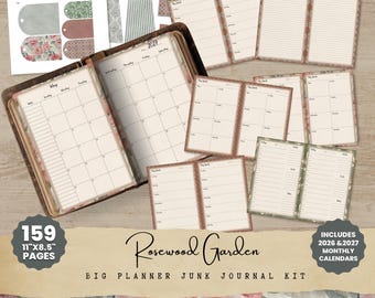 Kit de planificador Big Junk Journal: Imprimibles de Rosewood Garden (tamaño carta de EE. UU.) RW001