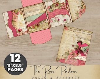 Cartella Shabby Chic Floreale, 12 Pagine Stampabili, Download Immediato RP001