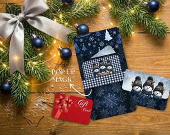 Festive Snowman Gift Card Holder, Snowflake Design (Printable DIY)