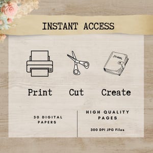 The image is a promotional graphic for a service that provides instant access to 30 digital papers, high-quality pages, and 300 high-quality images.