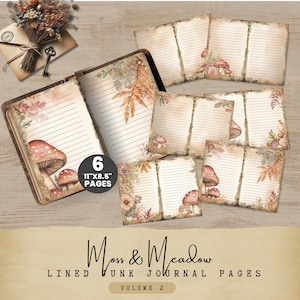 Vintage Junk Journal Papiere Set 2, 6 Digitale Papiere mit Wald Design, Sofortdownload - MM01