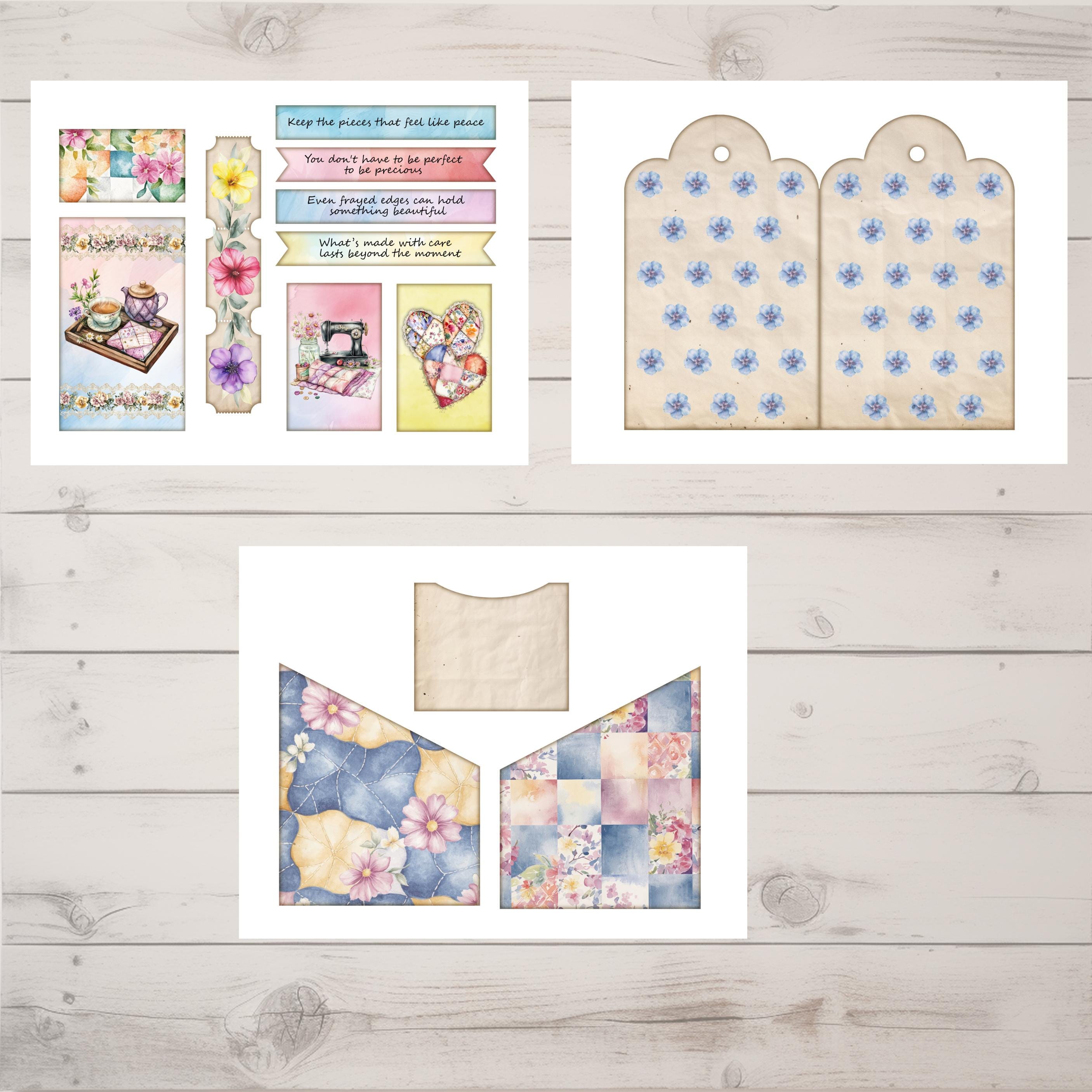 Loaded Tag Mini Kit – Patchwork Love Printable Shabby Chic Junk Journal ...