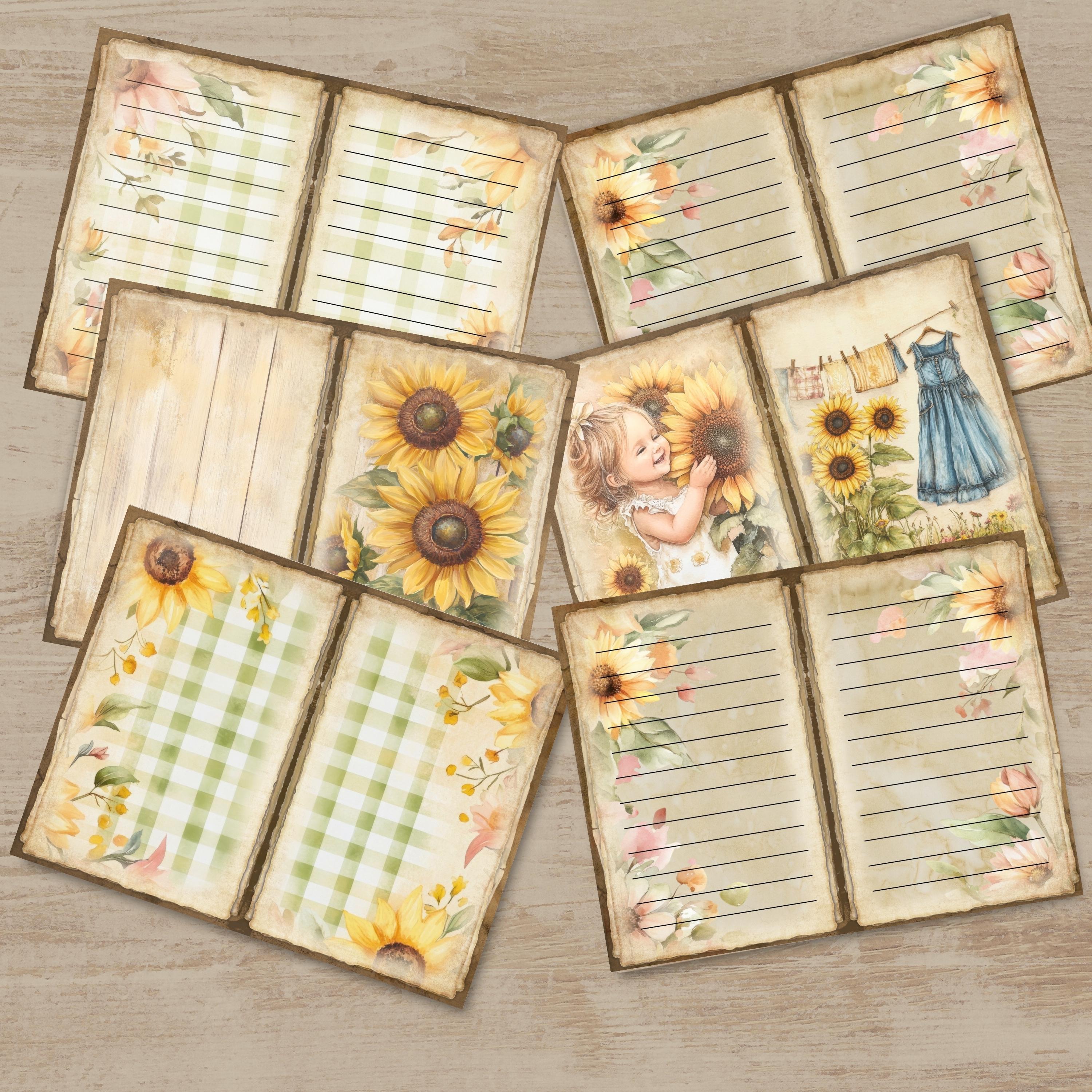 Sunflower Junk Journal Pages Vintage Cottagecore Printable Kit ...