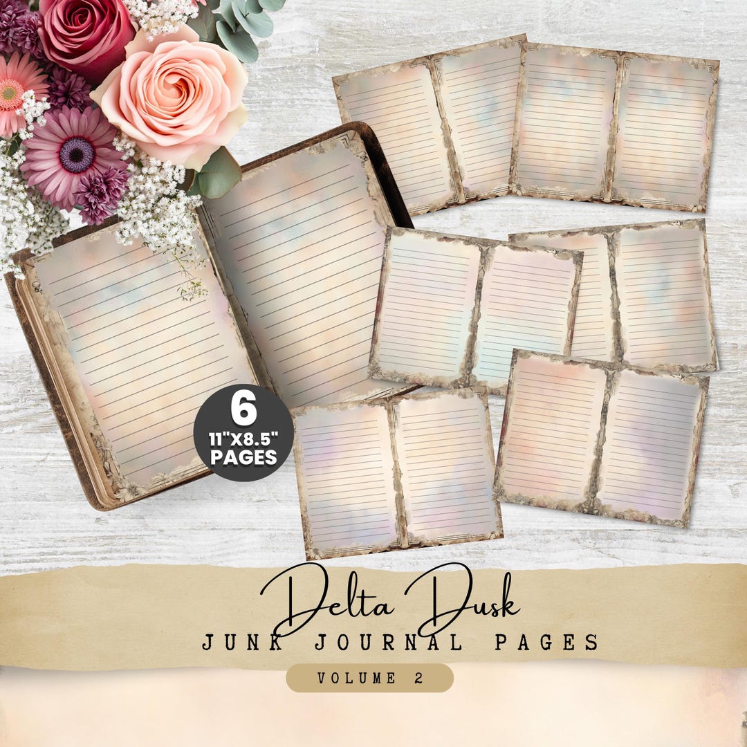 Vintage Lined Junk Journal Pages | Aged Paper Printable | Watercolor ...