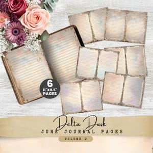 Vintage gevoerde pagina's voor ongewenste dagboeken | Oud papier afdrukbaar | Aquarelpapier | Delta Dusk-collectie | Directe digitale download: DD01