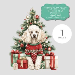 Christmas Standard Poodle Clipart, Sublimation, Scrapbook, Poodle Png, Holiday Standard Poodle Clip Art, Christmas Poodle, Dog Portrait